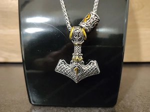 Halskette mit Anhänger   Wikinger Thor Hammer (Mjölnir) Look Bild 2
