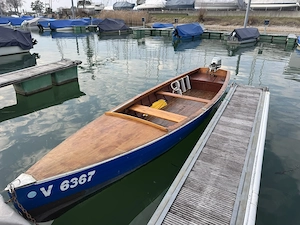 Alte Holzgundel für Bastler (Fischerboot) Bild 5