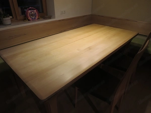 Tisch Kernbuche 200x100 cm mit klappbarem Auszug 100 cm Bild 2