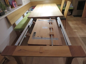 Tisch Kernbuche 200x100 cm mit klappbarem Auszug 100 cm Bild 3