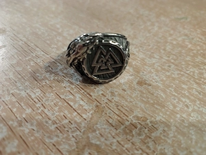 Herrenring Wikinger Valknut & Rabe Design   Größe ca. 64 (US 11) Bild 3