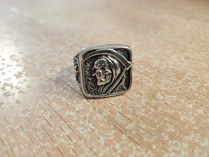 Herrenring Totenkopf   Grim Reaper Design   Größe ca. 64 (US 11)