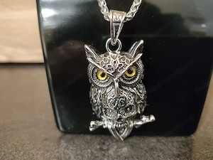 Halskette mit Eulen-Anhänger   Totenkopf   Gothic Design Bild 2