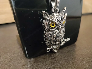 Halskette mit Eulen-Anhänger   Totenkopf   Gothic Design Bild 3