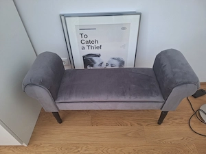 Ablage- oder Bettbank, Samt grau, 102 x 54 x 30cm  Bild 2