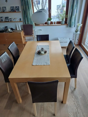 Esstisch Buche ausziehbar und Lederstühle Bild 3