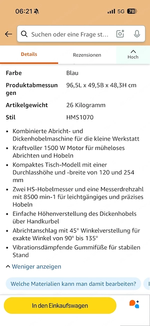 hobelmaschine Scheppach HSM1070 Bild 4