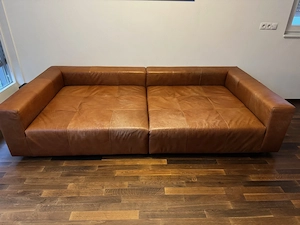 Sofa Echtleder braun - zu verschenken Bild 2