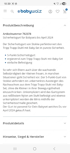 Stokke Sicherheitsgurt  Bild 2