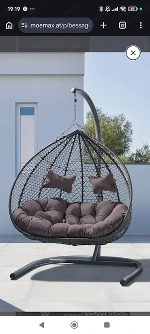 Hängesessel, wetterfest und UV-beständig für 2 Personen  Bild 3