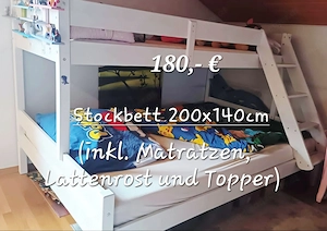 Stockbett mit Matratzen und Topper