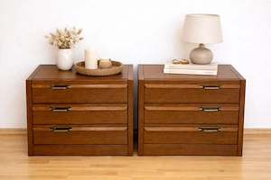 2 Nachtkästchen Eiche dunkel - stabil & viel Stauraum (Set)