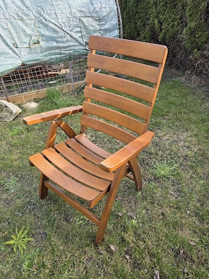 2 verstellbare Gartenstühle Massivholz (Schweizer Qualität) + Polster Bild 5