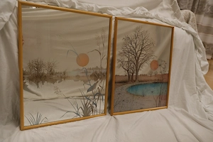 2 Vintage-Spiegel (70er) - Holzrahmen