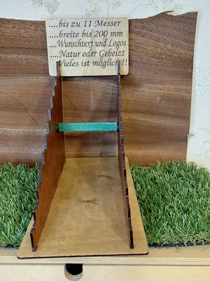 Messer Steller Ständer Display Halter Holz für 9 -11 Taschenmesser Breite bis 200mm gelasert ab 30 