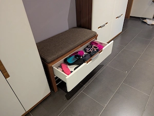 6-teilige Garderobe in Weiß und Nussbaum 2,85 m breit Bild 4