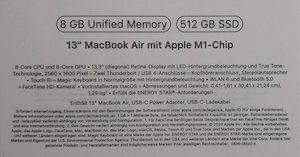 MacBook Air M1 (2020) 512 GB SSD Bild 4