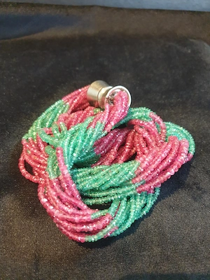 Mehrreihige Edelstein-Kette - Rubin & Smaragd Bild 2