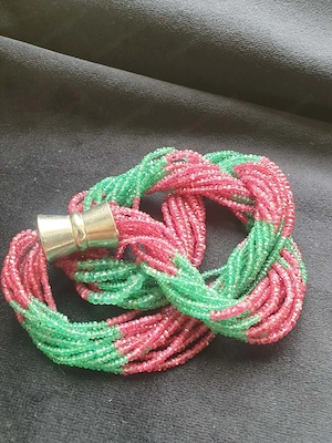 Mehrreihige Edelstein-Kette - Rubin & Smaragd Bild 3