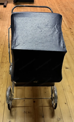 Vintage Puppenwagen 60er Jahre blau weiß   wunderschönes Deko & Sammlerstück Bild 2