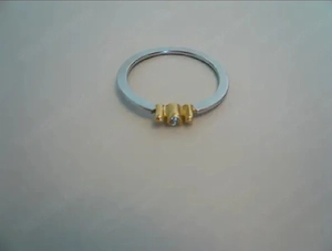 1 Brilliant Ring 0,02ct Diamant, Platin 950K, 1 Gelbgold-Ring 750K, zusammen als Doppelringe! Bild 2