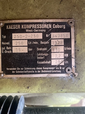 Kaeser Kompressor 250 Liter 15 bar