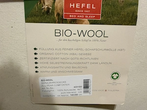 Hefel - Bed & Sleep Ganzjahresdecke 140x200cm mit 100% Schafschurwolle Bild 2