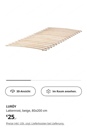 Bett inkl. Lattenrost inkl. Matratze + Topper + 2x Leintuch Bild 2