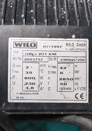 Hauswasserpumpe, Marke WILO Bild 3