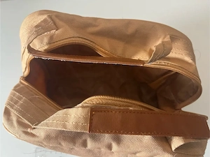 Vintage Kulturtasche   Kosmetiktasche Beige mit Reißverschluss Bild 3