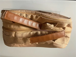 Vintage Kulturtasche   Kosmetiktasche Beige mit Reißverschluss Bild 4