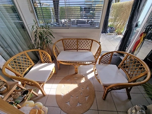 3-teilige Sitzgruppe (Bambus & Rattan)