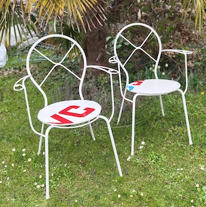 2x Garten Stuhl Metall Vintage