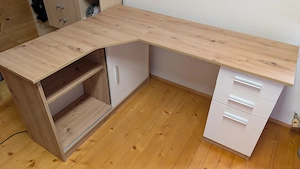 Eckschreibtisch Eiche Optik weiß - sehr guter Zustand