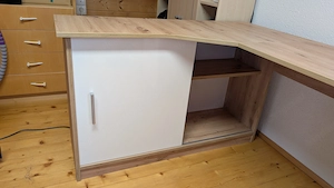 Eckschreibtisch Eiche Optik weiß - sehr guter Zustand Bild 2