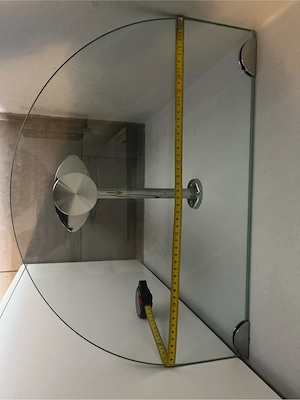 Halbrunder Glastisch   Konsolentisch mit Metallgestell - Wandmontage Bild 3