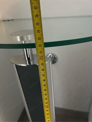 Halbrunder Glastisch   Konsolentisch mit Metallgestell - Wandmontage Bild 2