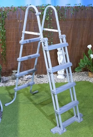 Pool Leiter 150 cm hoch mit Sicherheitseinrichtung - NEU Bild 2