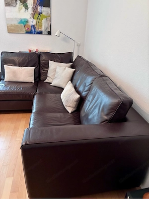 Ledercouch Ecksofa dunkelbraun Bild 3