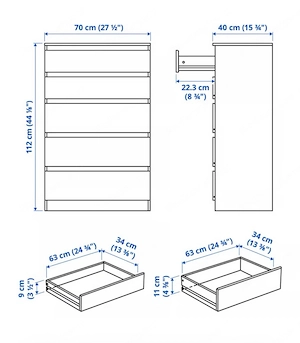 IKEA KULLEN Kommode - 5 Schubladen, schwarzbraun Bild 3