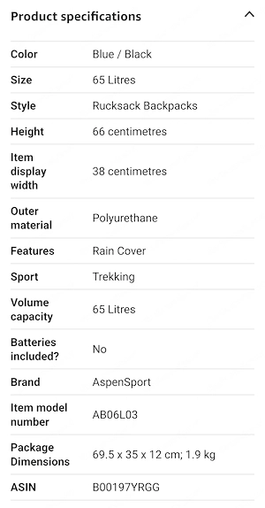 AspenSport Aconcagua 65L Rucksack  Bild 7