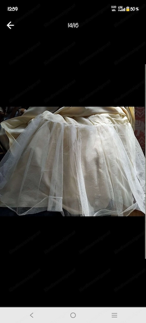 Brautkleid 1x getragen, zartgelb bodenlang Gr 40 mit passender Stola Bild 4