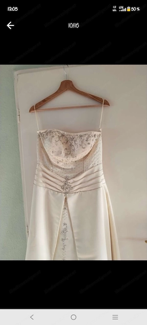 Brautkleid 1x getragen, zartgelb bodenlang Gr 40 mit passender Stola Bild 6