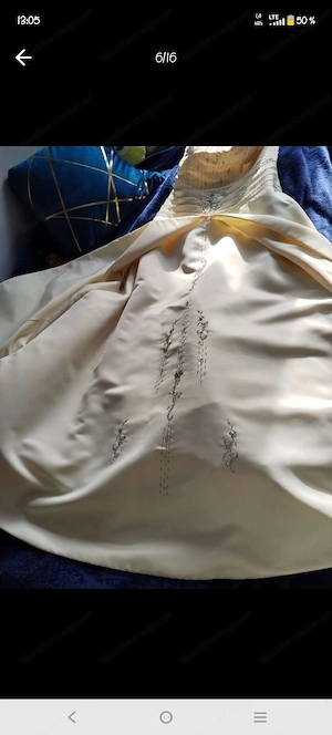 Brautkleid 1x getragen, zartgelb bodenlang Gr 40 mit passender Stola Bild 7