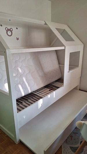 Echtholz Bett mit ausziehbarer  Schublade