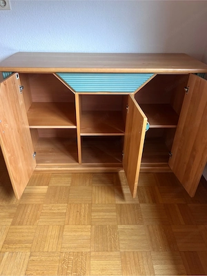 Sideboard   Anrichte in Holzoptik mit türkisen Akzenten Bild 2