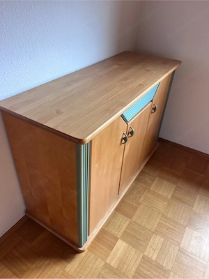 Sideboard   Anrichte in Holzoptik mit türkisen Akzenten Bild 3