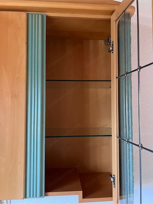 Wohnwand   Schrank-Kombination in Holz mit türkisen Akzenten   2-teilig Bild 2