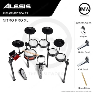 Alesis Nitro Pro XL 10-teiliges E Schlagzeug mit leisen Dual Zone Mesh Pads,+ Doppelkick extra ! Bild 3