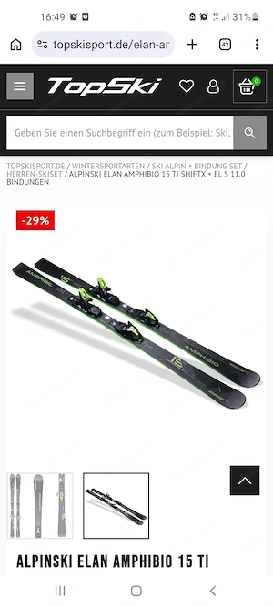 Alpine Ski Elan Amphibio  15 ti Shiftex El 11.o Bindung  Bild 2